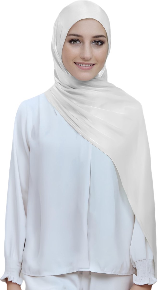 & Lily Hijab Hoofddoek Organza-Crepe voor Moslim Vrouwen met Zilveren Glans