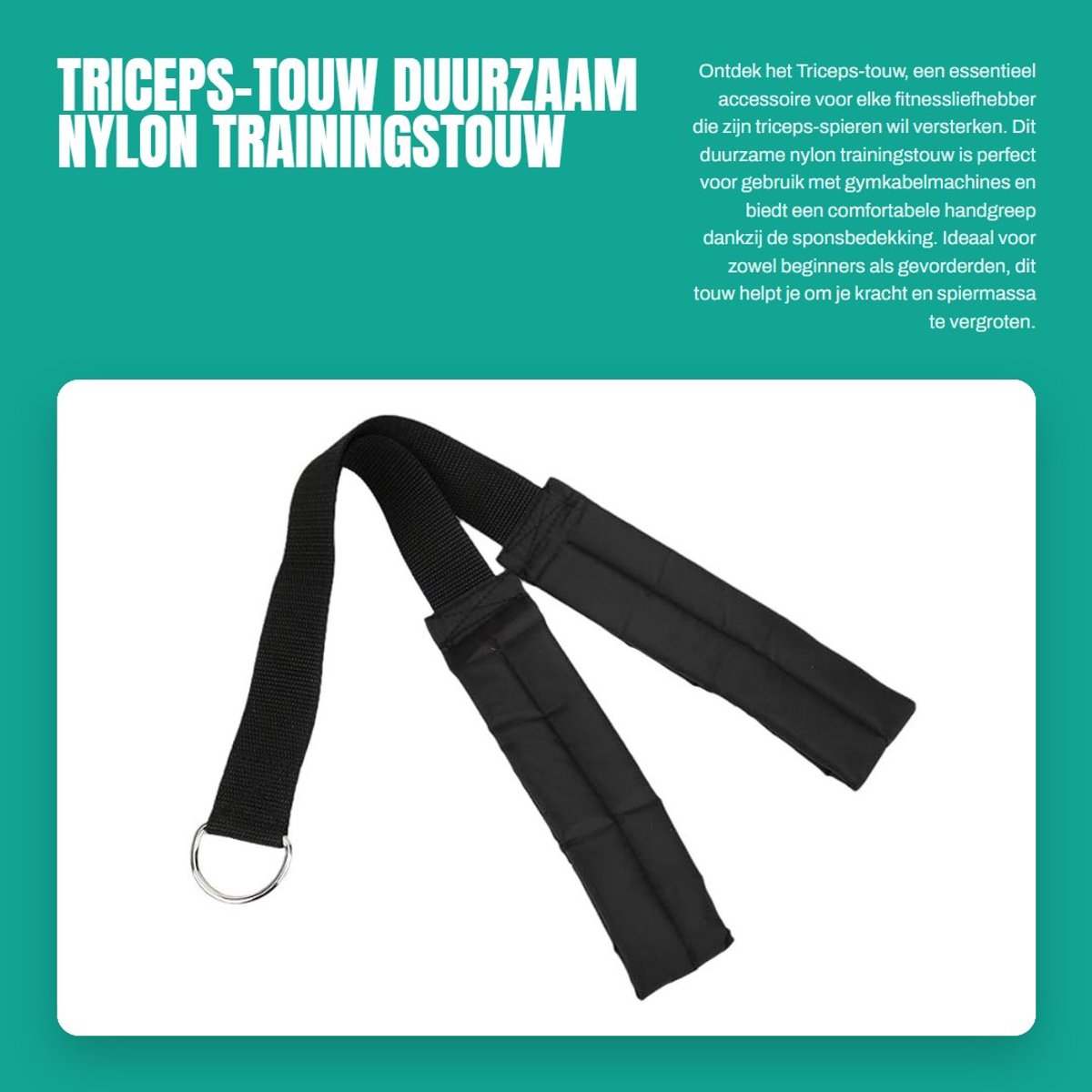 Dailygoods- Triceps-touw Duurzaam nylon - Handgreep met spons - Thuisgym - Spiertraining - Versterking grijpkracht - Slijtvast materiaal - Fitness Touw