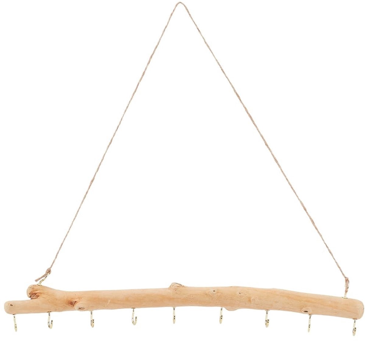 Dailygoods- Haak Tak Hanger - 9 Haken - Wandmontage - Natuurlijk Hout - Vintage - Moeiteloze Installatie - Wandhanger