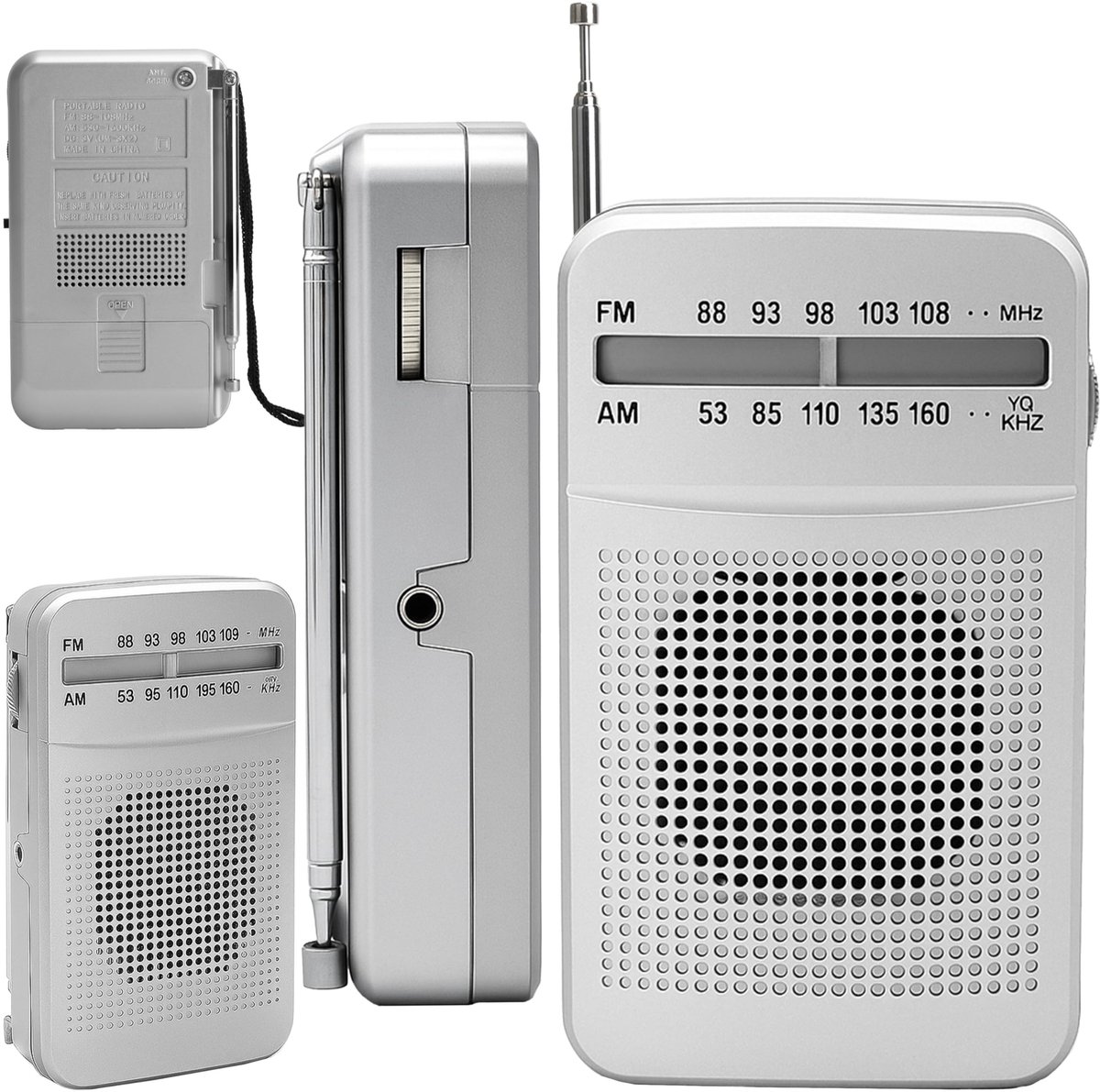 Dailygoods- Draagbare Radio - Compacte Mini-Radio met 3 W Geluid - FM/AM Ontvangst - Telescopische Antenne - Batterijwerking (2x AA) - Ideaal voor Keuken/Outdoor - Zakradio