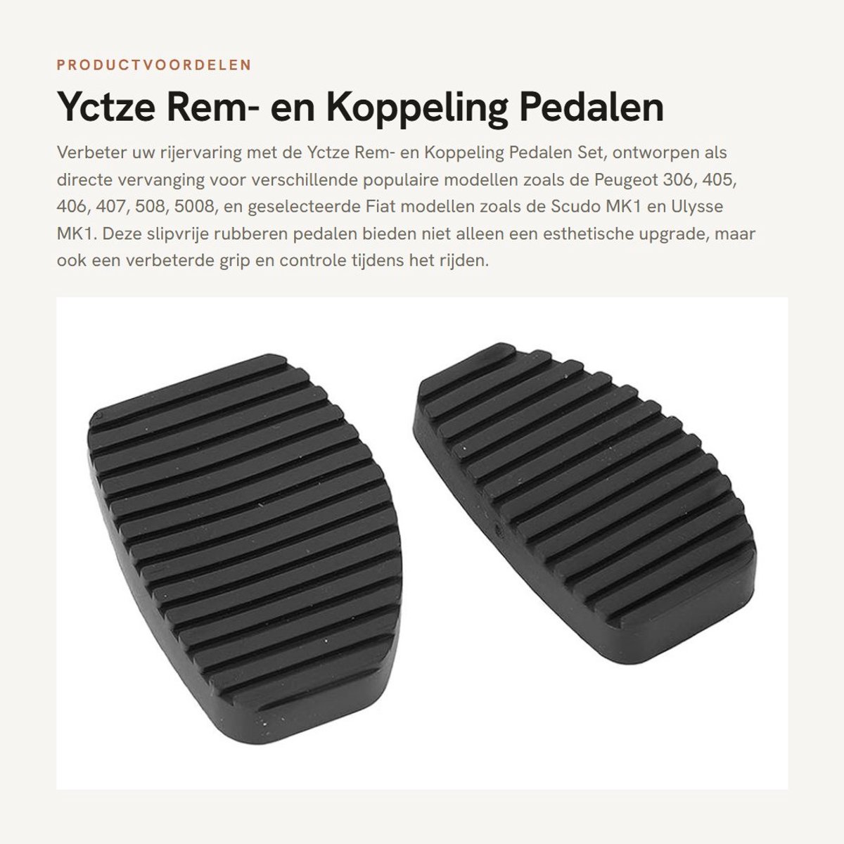 Dailygoods- Koppeling Pedaal Pad - Antislip Rubber - Vervanging voor 306/405/406/407/508/5008 - Geschikt voor C4/C5/C6/C8/DS5 - Eenvoudige Installatie - Pedalrubber