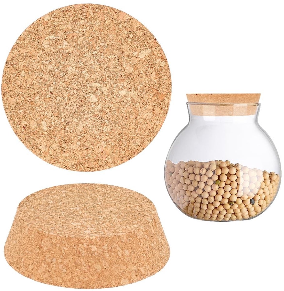 Dailygoods- Kurkpluggen Grote Taps Toelopende - Natuurlijke Houten Kurk - 2 Stuks - Afmeting 10,9 cm x 2,8 cm - Bodemdiameter 9 cm - Geschikt voor Weckpotten en Glazen Flessen - Kurken