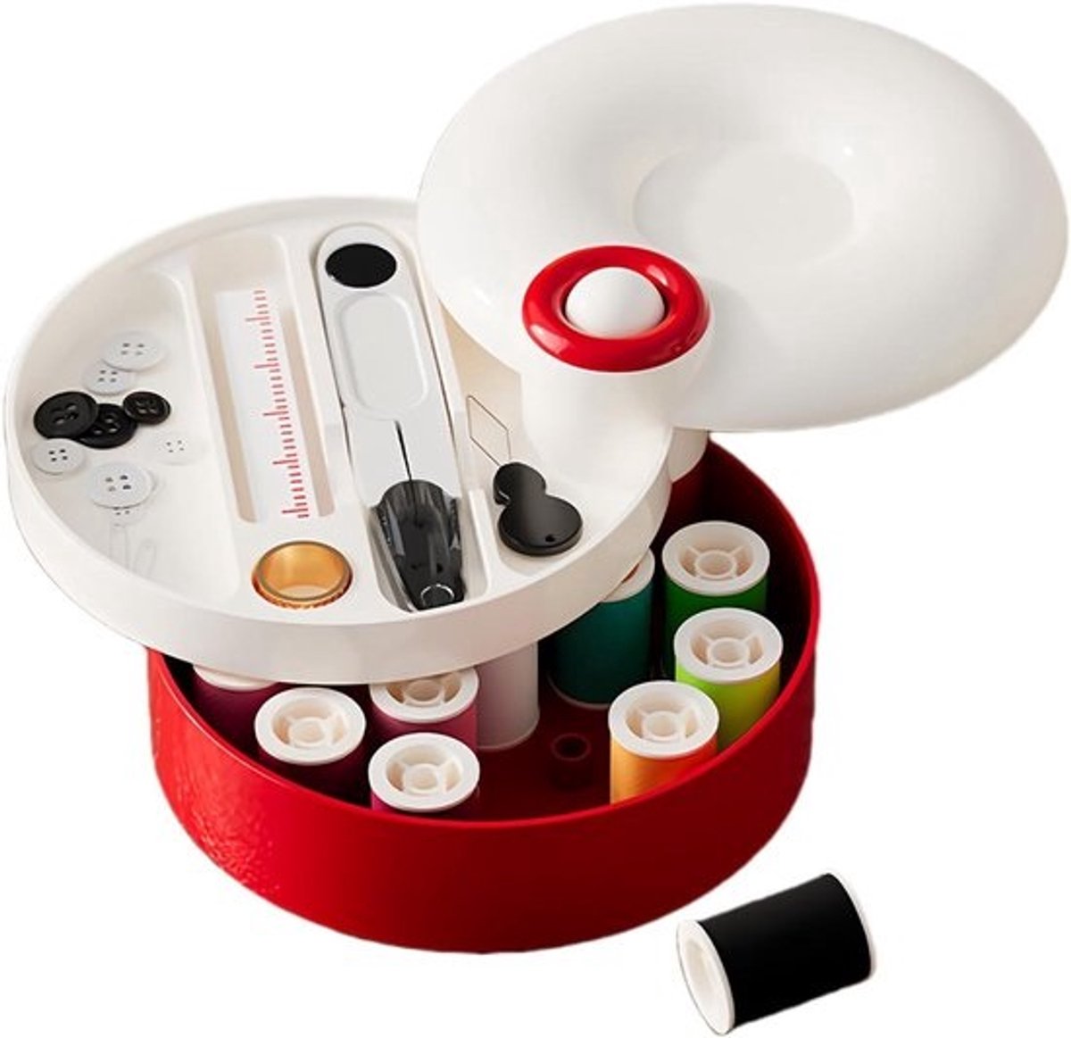 Reisnaaiset - Compacte naaiset - Snelle reparaties - Magnetische behuizing - 13 x 12.8 x 7.5 cm - Rood/Groen