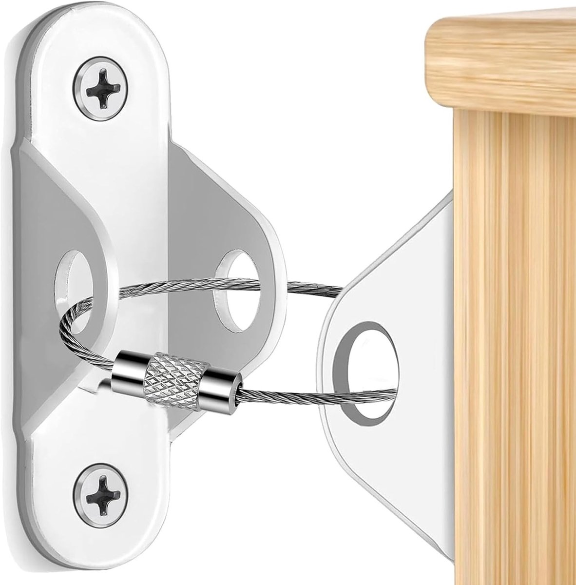 Set van 6 metalen kantelbeschermers voor meubels, anti-tip riemen en ankers voor kast, plank en ladekast, hoge belastingcapaciteit (wit)
