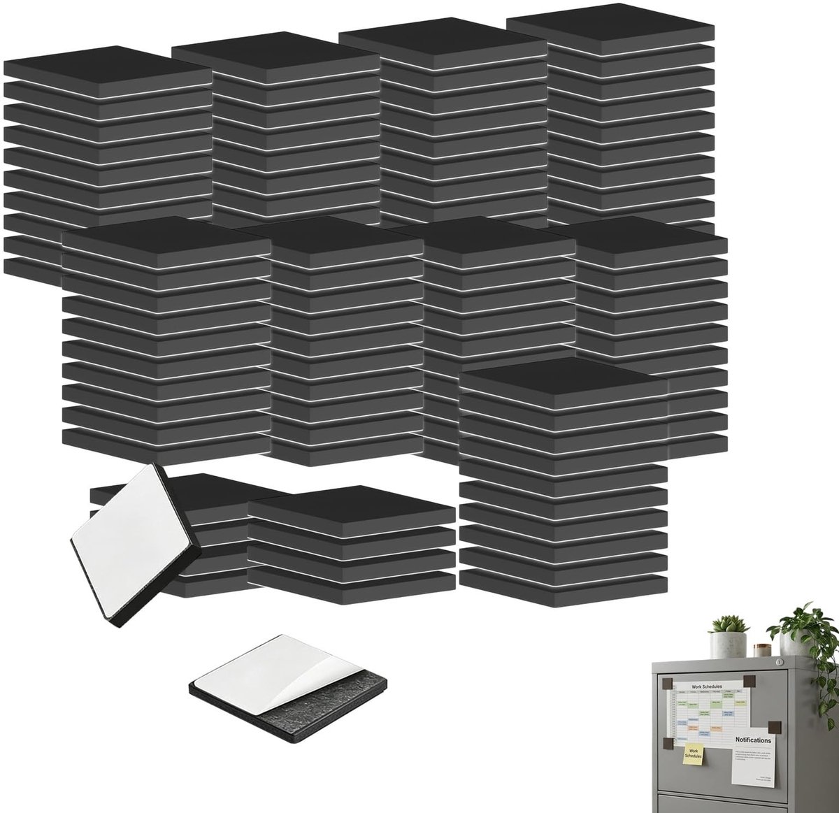Vierkante Magneten met Kleefcoating - 100 Stuks, 20 x 2 mm