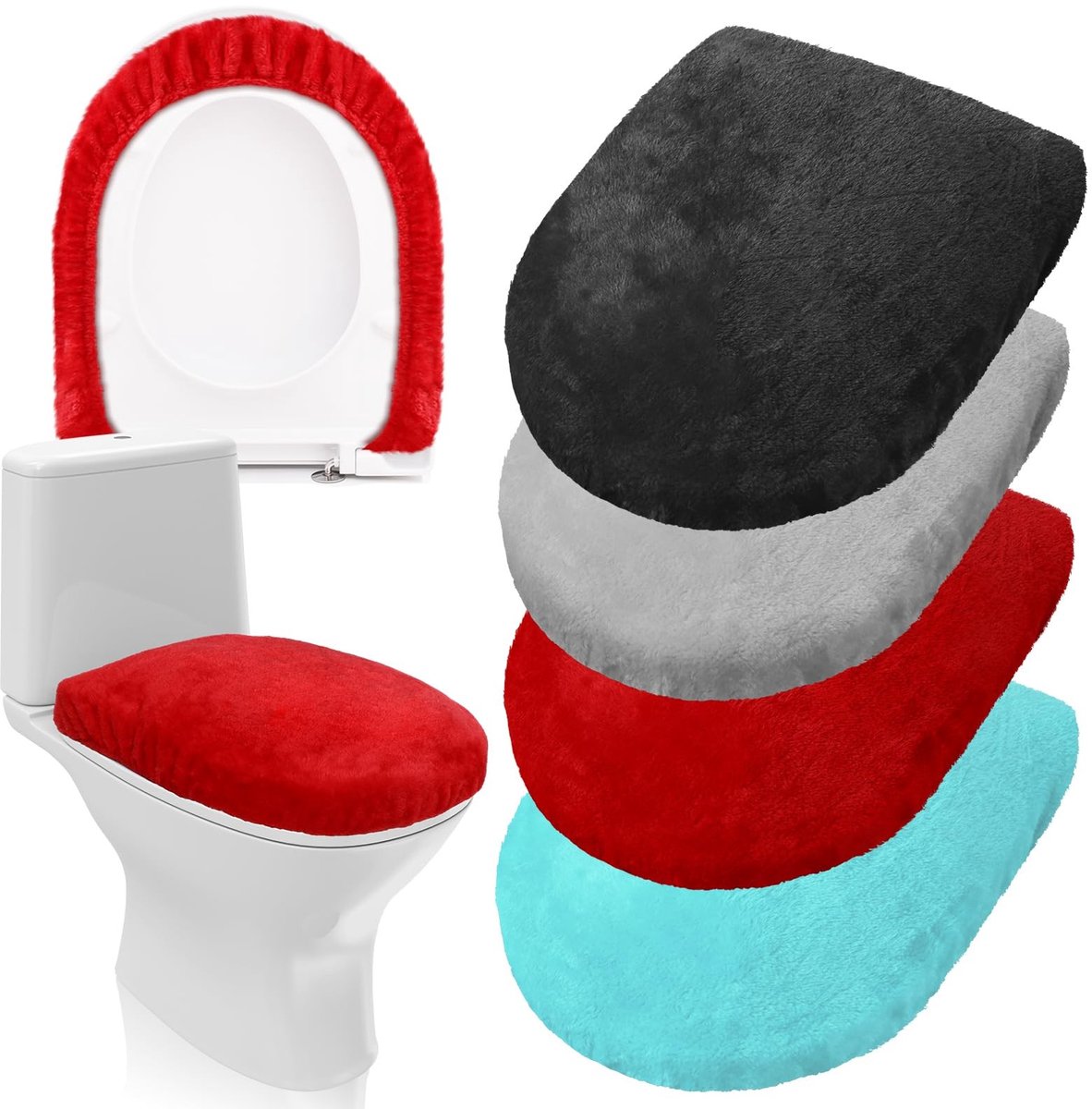 Toiletzitting Deksel Coverset - 4 Stuks Wasbaar in Heldere Kleuren