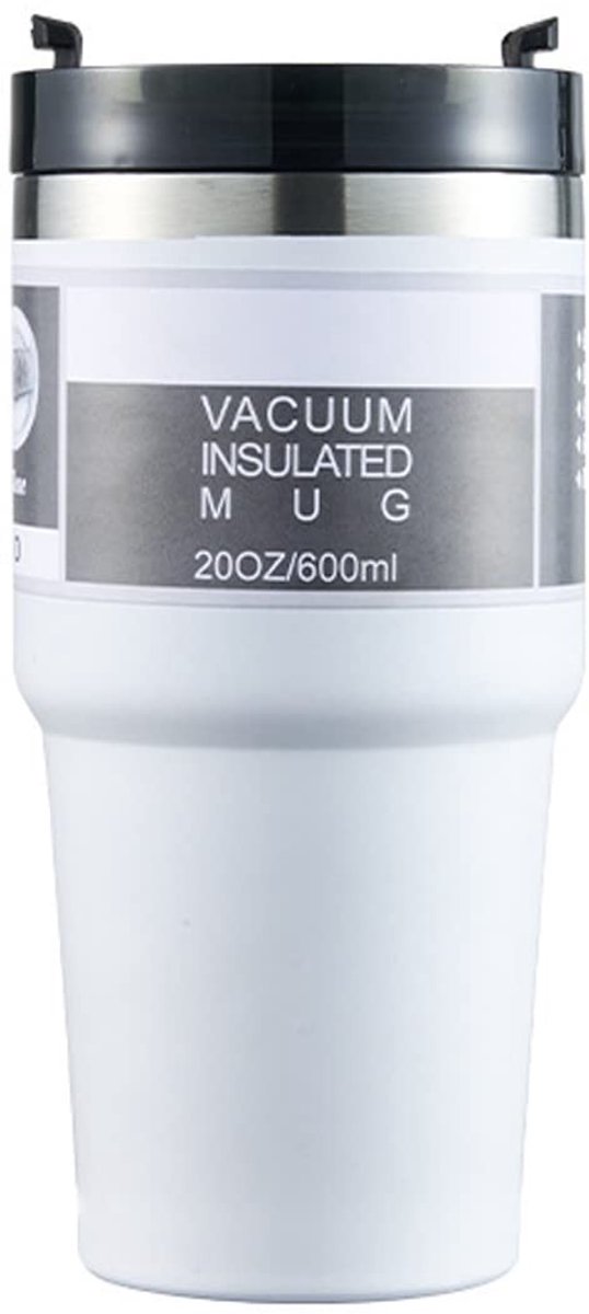 Herbruikbare Waterfles met Deksel en Rietje - Roestvrij Staal - 20oz - Blauw