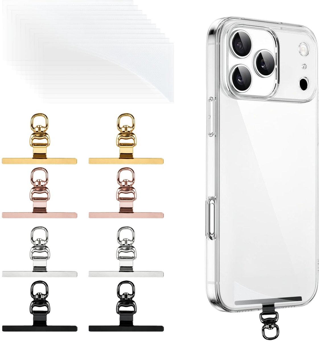 Telefoon Tether Tags - 360° Rotatable Design - Zwart/Zilver/Goud/Roze Goud