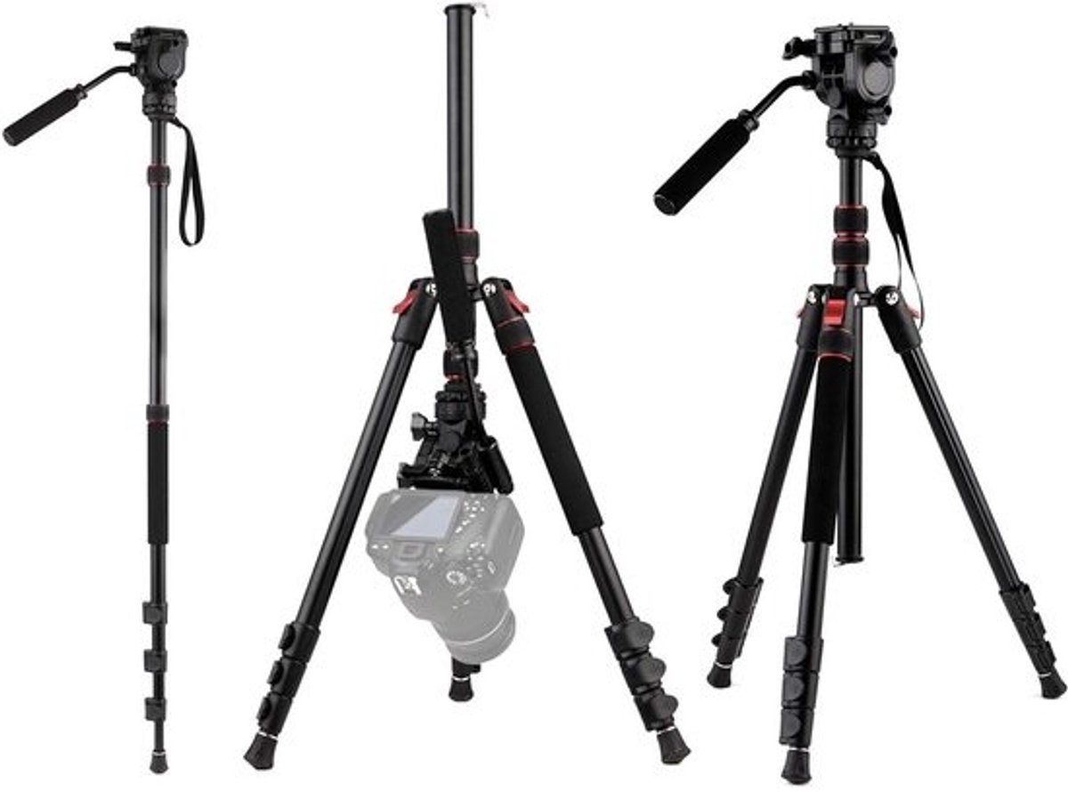 Aluminium Monopod - Camera Statief - Stabiele Foto's Maken - Verstelbaar in 4 secties - 200 cm - Zilver