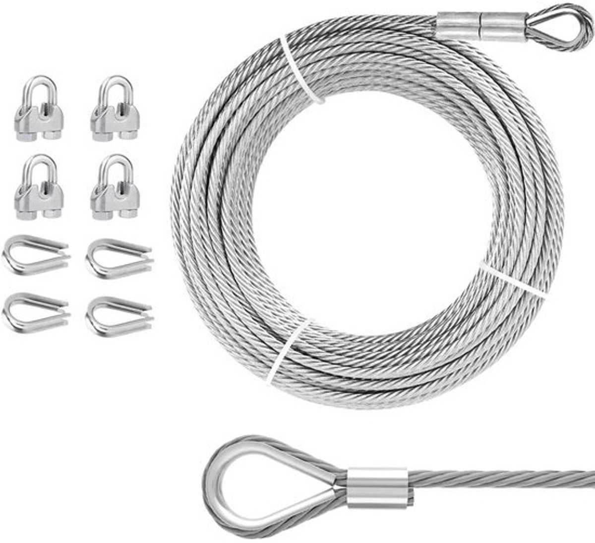 Staalkabel - Stalen Touw - Vastzetten Lading - Roestvrij Staal - 13 m - Zilver