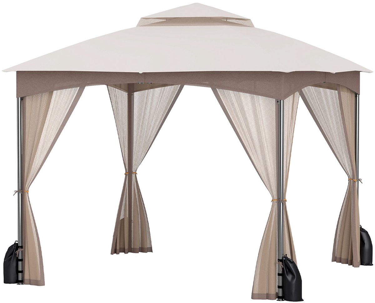 SureDeal® - Partytent - Paviljoen - Muggennet - Zandzakken - Dubbel dak Waterdicht - 300x300x278 cm - Khaki