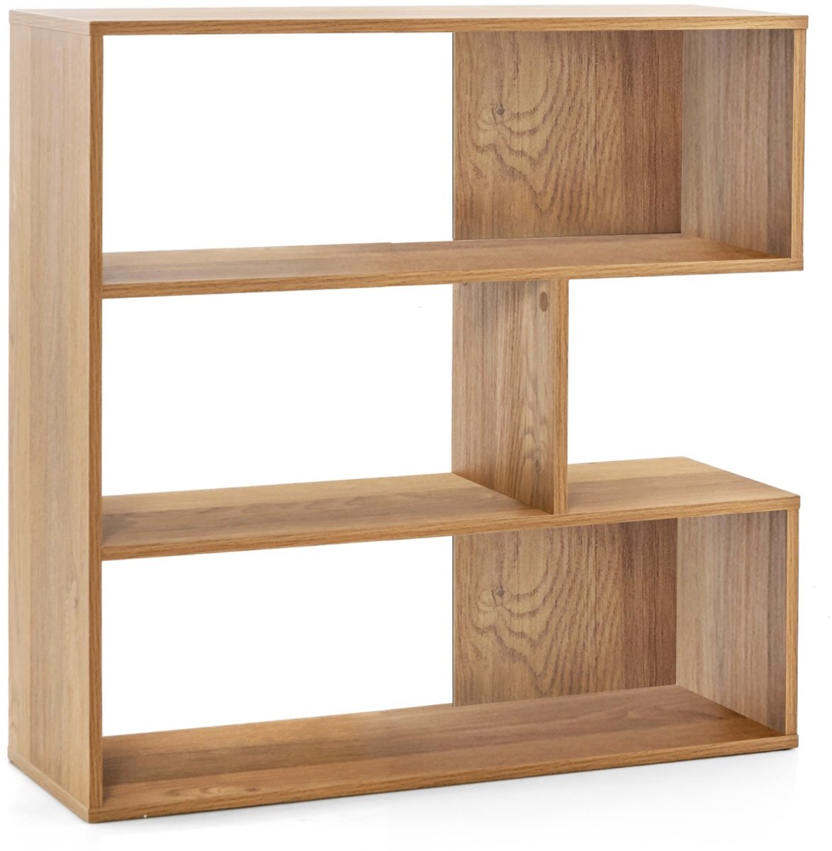 SureDeal® - Boekenkast - Concaaf Boekenrek - Kantelbeveiliging Niveaus Staande - 84x29,5x83,5 cm - Natuurlijk