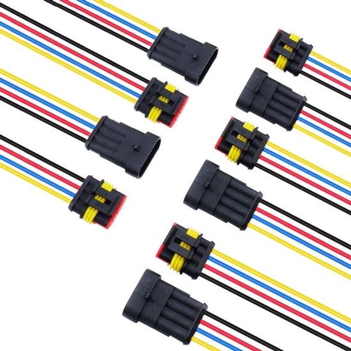 Waterdichte Elektrische Connector - Draad Plug Socket - Voertuig Bedrading - 4 Pin Manier - 10 cm Draad - Zwart