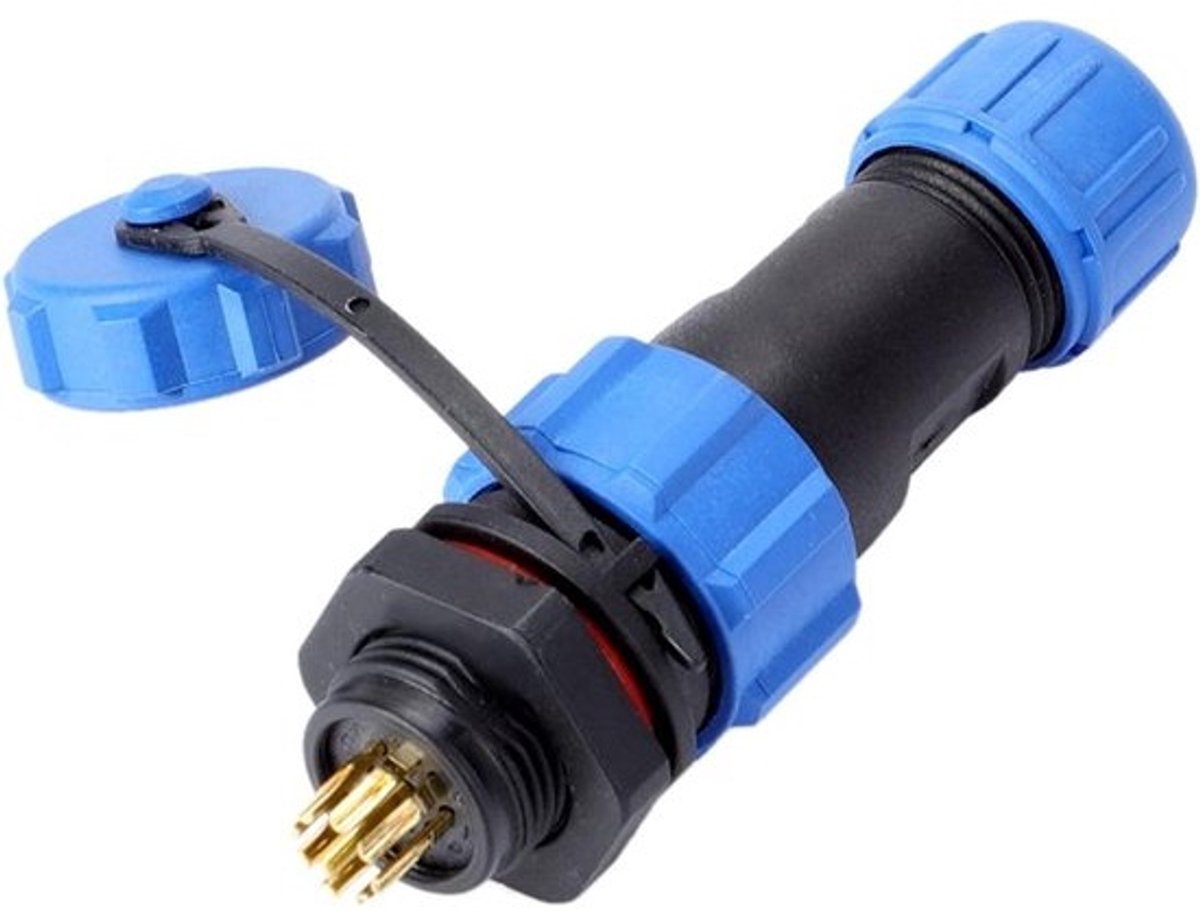 Luchtvaartstekker SP13 - Waterdichte Connector - Elektrische Verbindingen - IP68 Waterdicht - 12 mm - Blauw