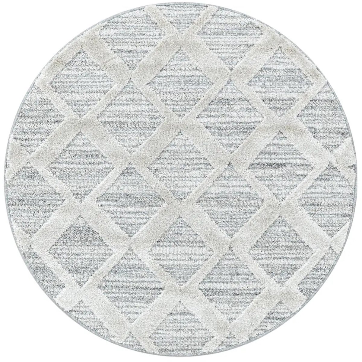 Dutch XXL Rond Scandinavisch Vloerkleed | Tapijt | Pisa | Ruiten | Grijs | 160x160 cm