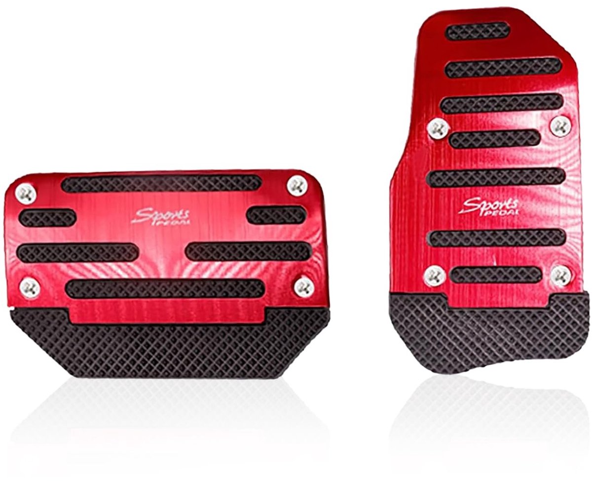 Antislip Pedaalhoezen - Aluminium en Rubber - Rood - 2 Stuks