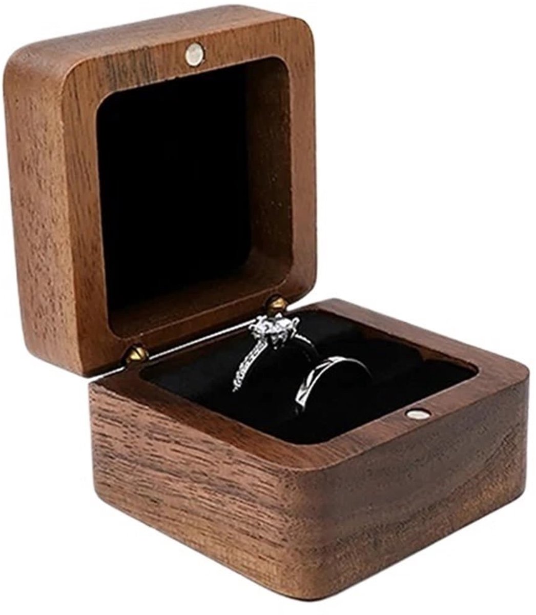 Houten Doos voor Trouwringen en Sieraden - Organizer met Compartimenten