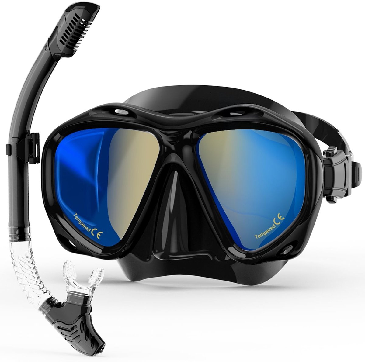 Snorkelset voor Volwassenen - Droog, Panoramisch, Anti-Fog - Blauw