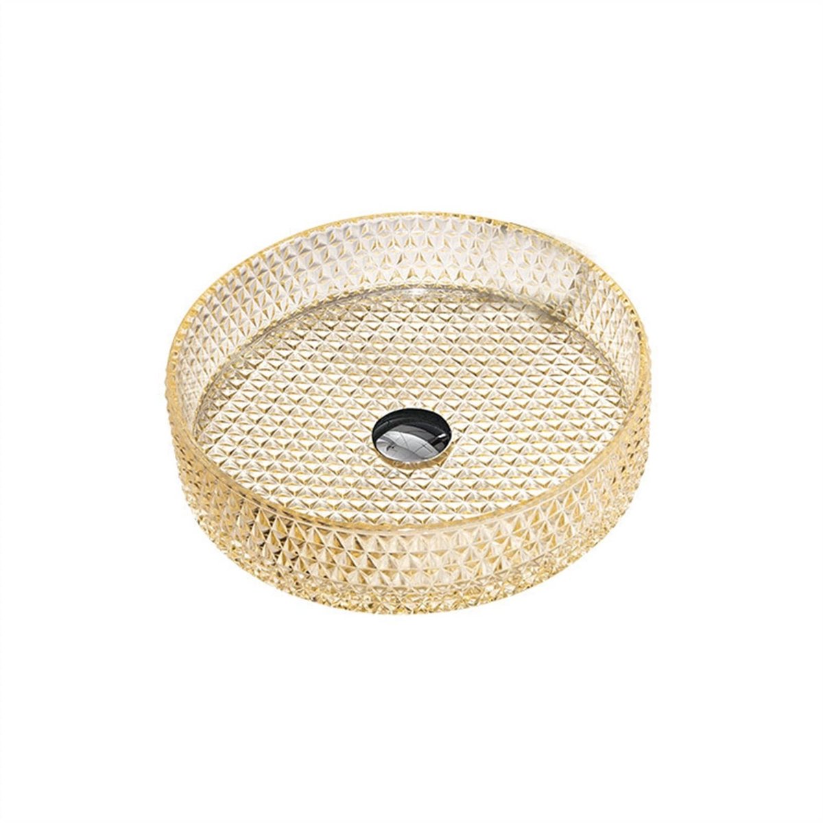 Tempered Glass Barrel Bowl Sink - Beige Ronde Wasbak met Bevestigingsring