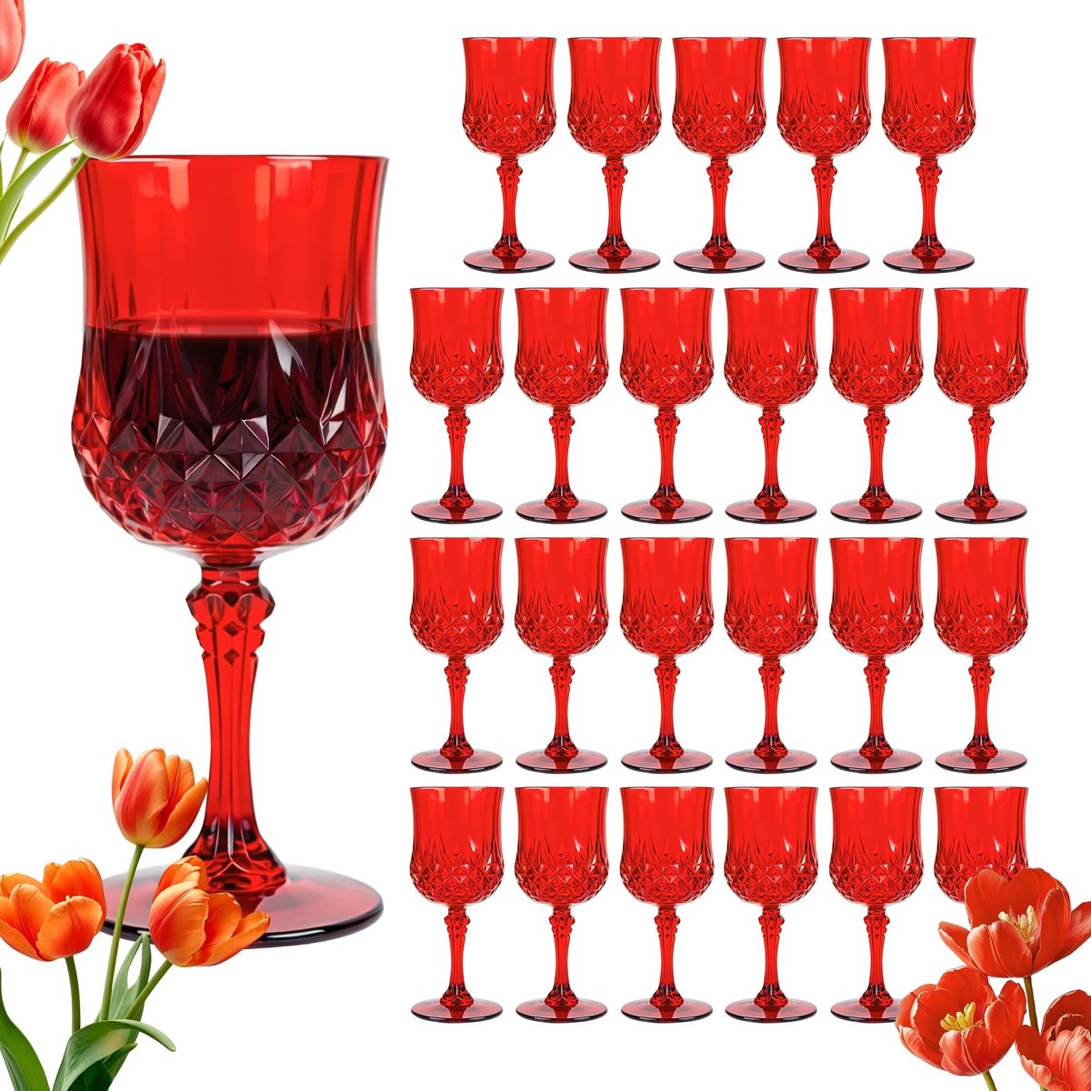 Plastic Wijnglazen - 7oz - Set van 24 - Vintage