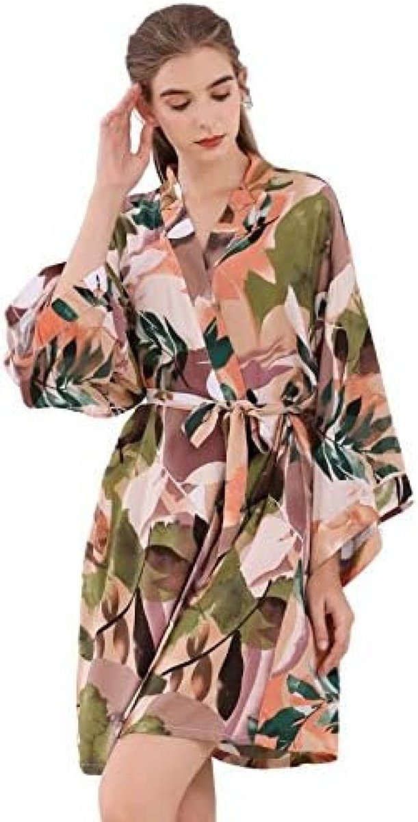Zomerbadjas voor Dames met Bloemenprint - Lange Mouwen - XL