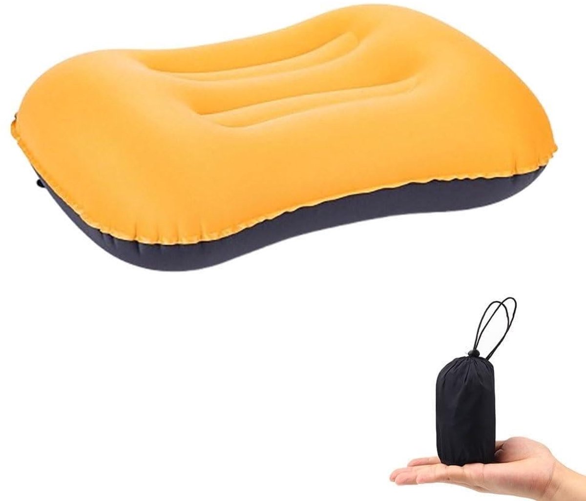 Opblaasbaar campingkussen - Ultralicht en draagbaar voor outdoor activiteiten - Oranje