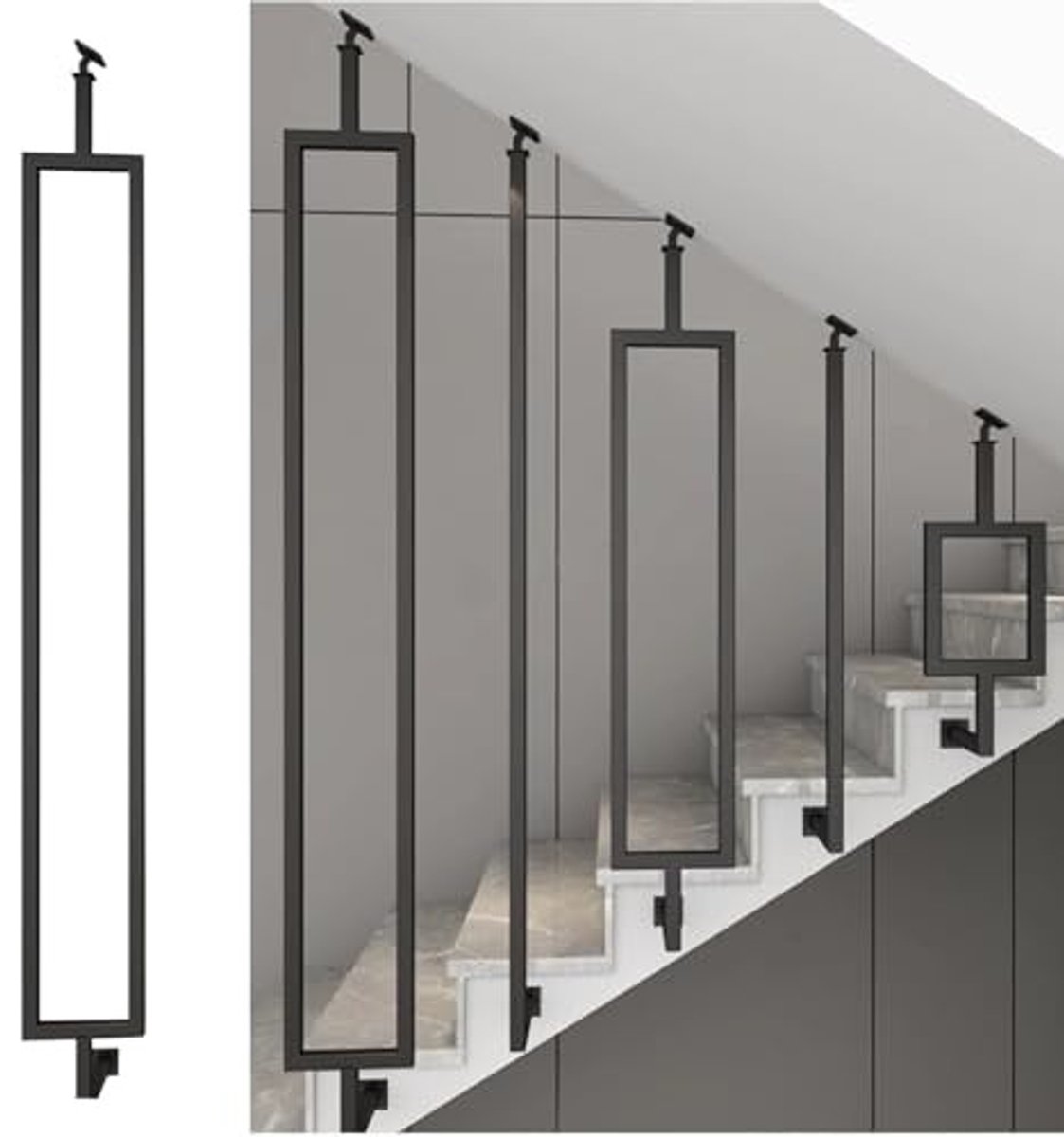 Metalen trapspindels met verstelbare basis - 190cm