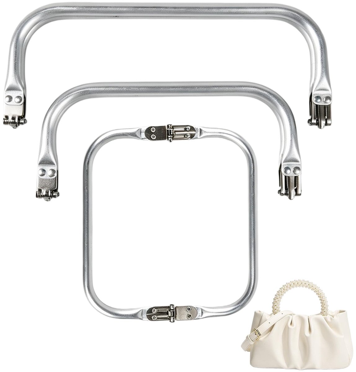 Set van 3 Vierkante Metalen Buisframes - Handvat voor Handtas