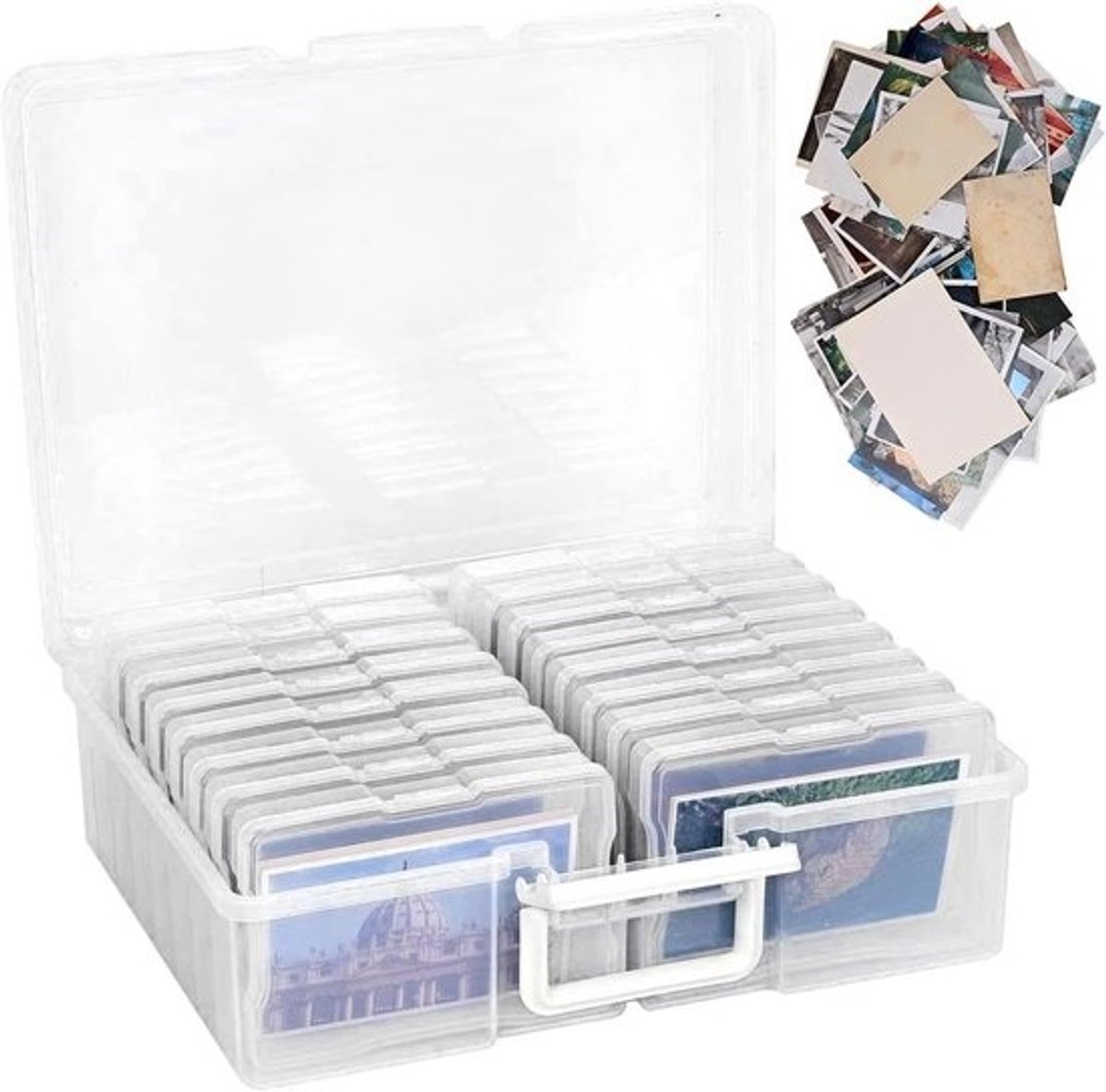 Foto Opbergdozen - Foto Opslag - Herinneringen Organiseren - Veilige Gespsluiting - 16 Hoesjes - Transparant