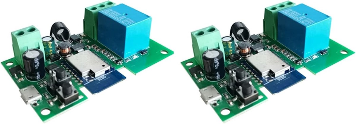 Slimme WiFi Relay 2 x 12 V, Draadloze Bediening, Timerfunctie, Zelfvergrendeling, Geschikt voor Thuisautomatisering, 2-Weg Controle