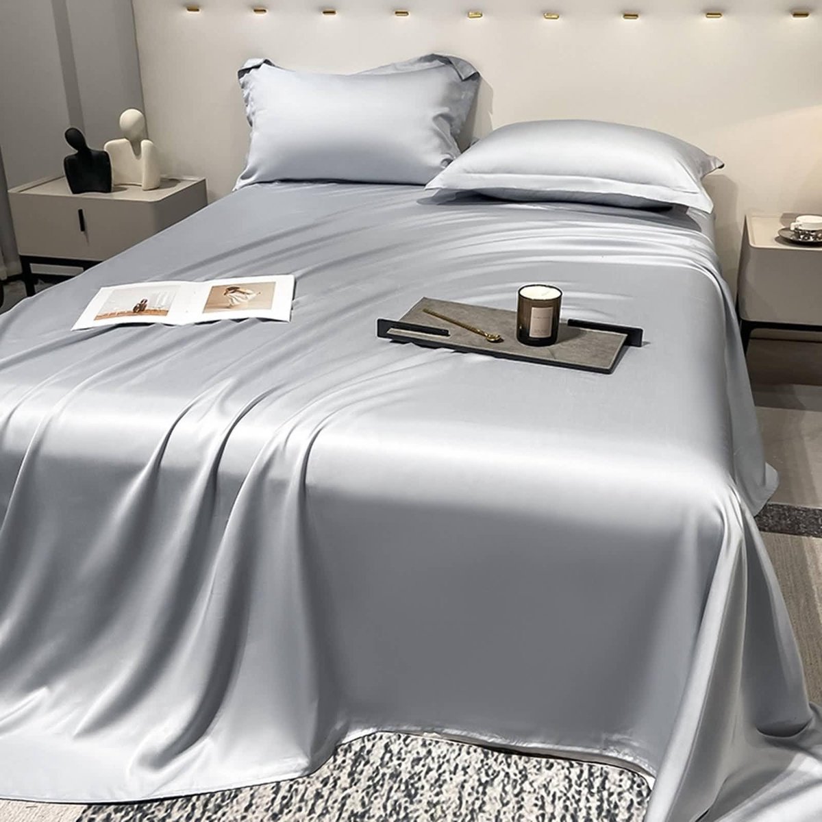Beddengoed 245 x 265 cm - Grijs effen matraslaken