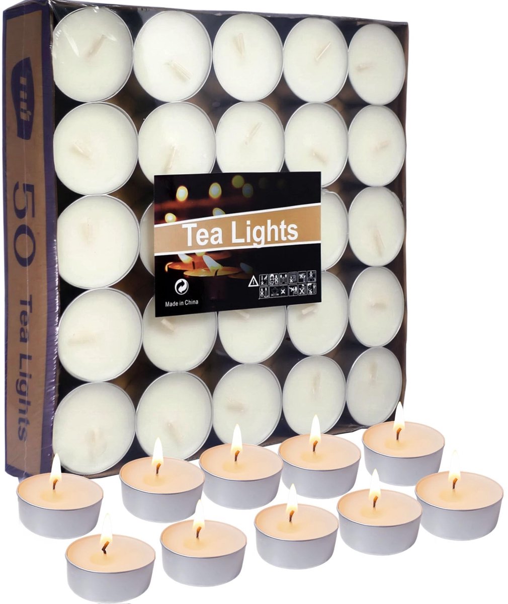 Mini Tealights - 50 stuks, geurloos, 4,5 uur brandtijd