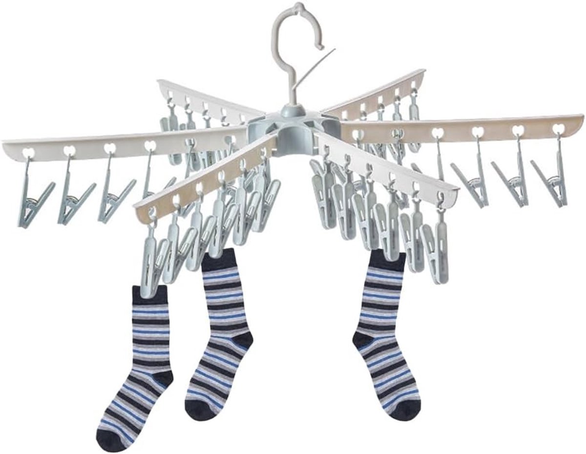 Vouwbare Mini Droogrek voor Ondergoed, Sokken en Handschoenen met 36 Clips - Winddichte Hanger voor Efficiënt Drogen