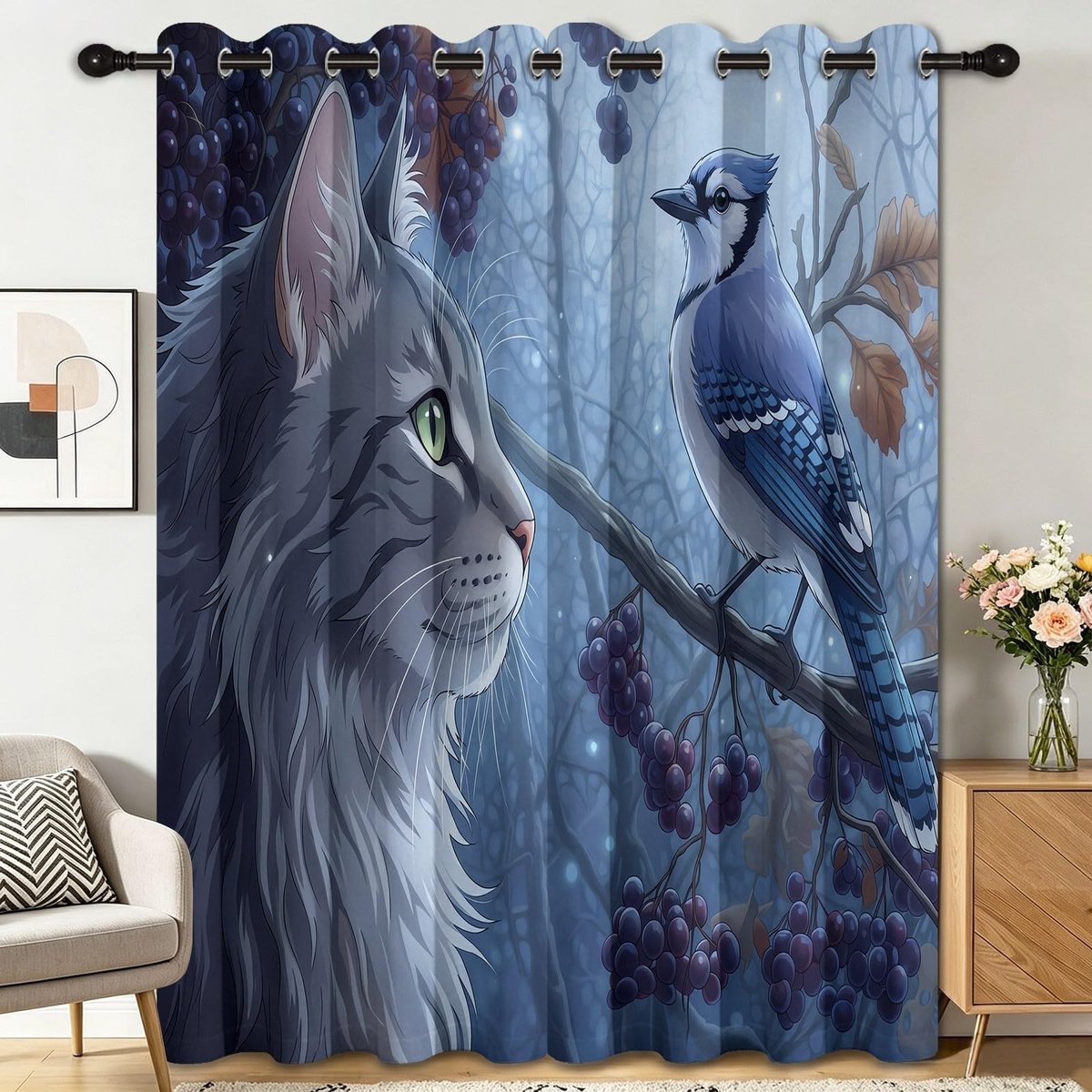 Verduisteringsgordijnen - Aquarel dieren - 117 x 230 cm - 2 stuks