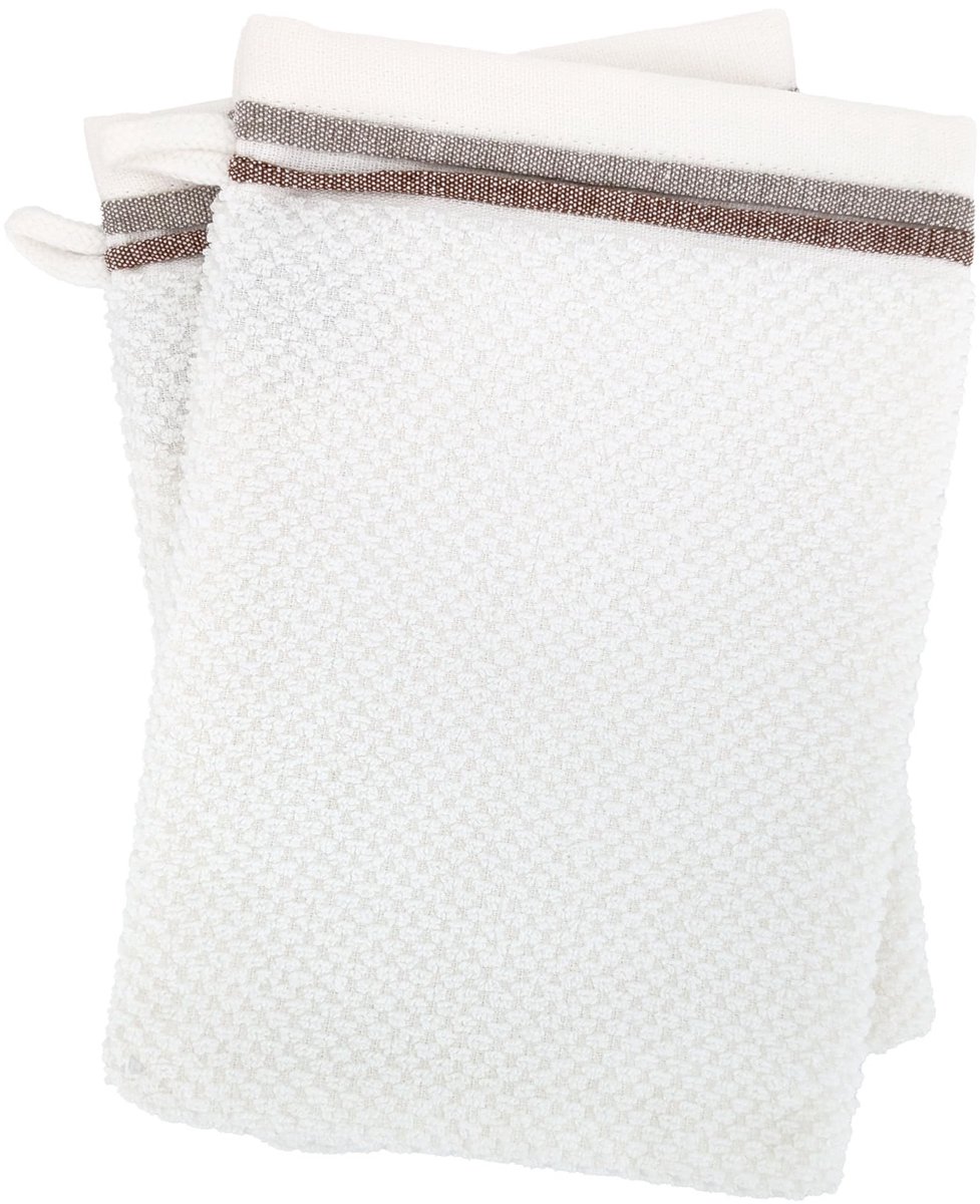 Set van 2 Washandjes - 100% Katoen Wit/Geel