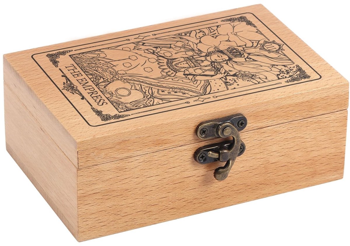 Tarotopslagdoos - Houten Doos voor Kaarten en Sieraden - 13 x 8 cm