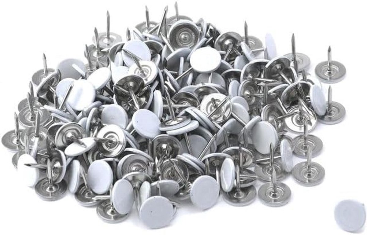 100 Stuks Duwnagels - Witte Decoratieve Pins - 11mm Hoofd