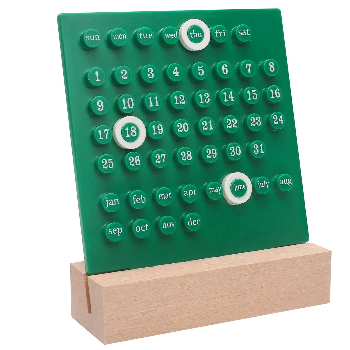 Herbruikbare Kalender met Datum Ring - Groene Kleur