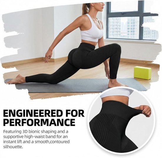 Anti-Cellulite Leggings voor Vrouwen met Hoge Taille en Compressie | Opaque Push Up Sportleggings voor Yoga en Fitness — afbeelding 4