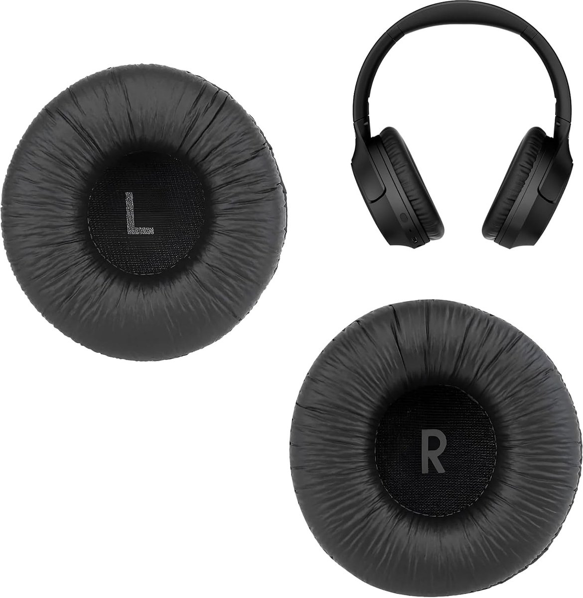 Vervangende Oorkussens voor Hoofdtelefoon, Geheugenfoam en Faux Leer, 70mm, Zwart, Comfortabele Hoofdtelefoonaccessoires