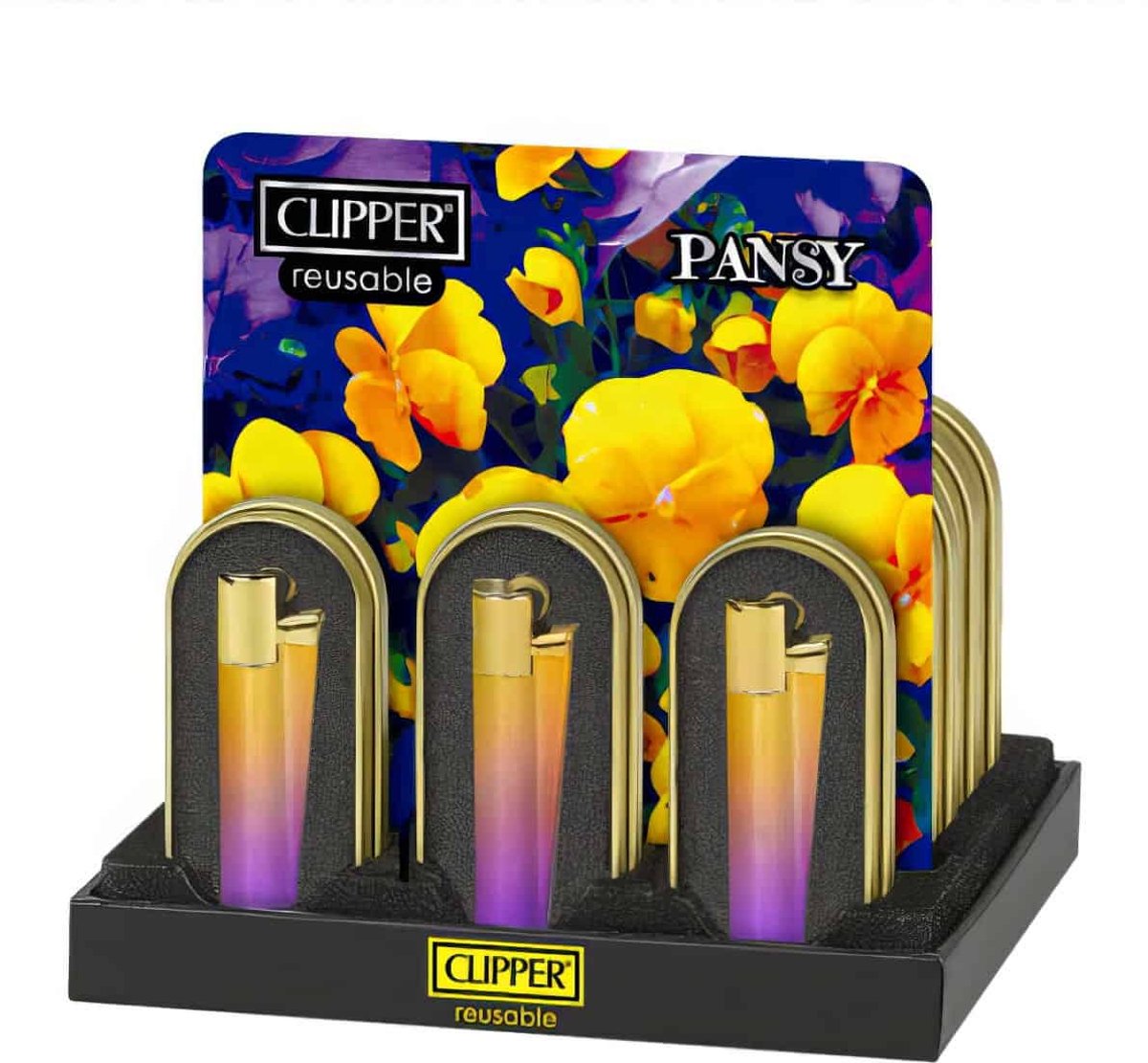 Clipper Large Metal Aanstekers "Pansy"