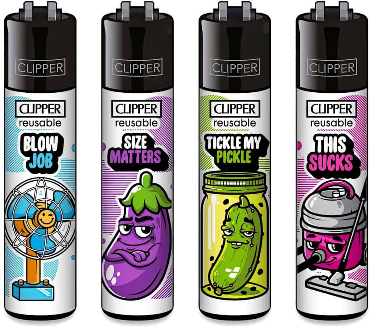 Clipper Classic Large Aanstekers "Porn Slogan #8" (4 Stuks)