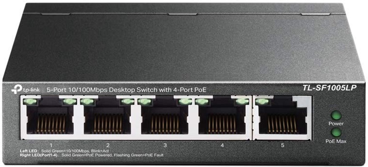 Netwerk switch 5-poorts Unmanaged Fast Ethernet - Power over Ethernet (PoE)