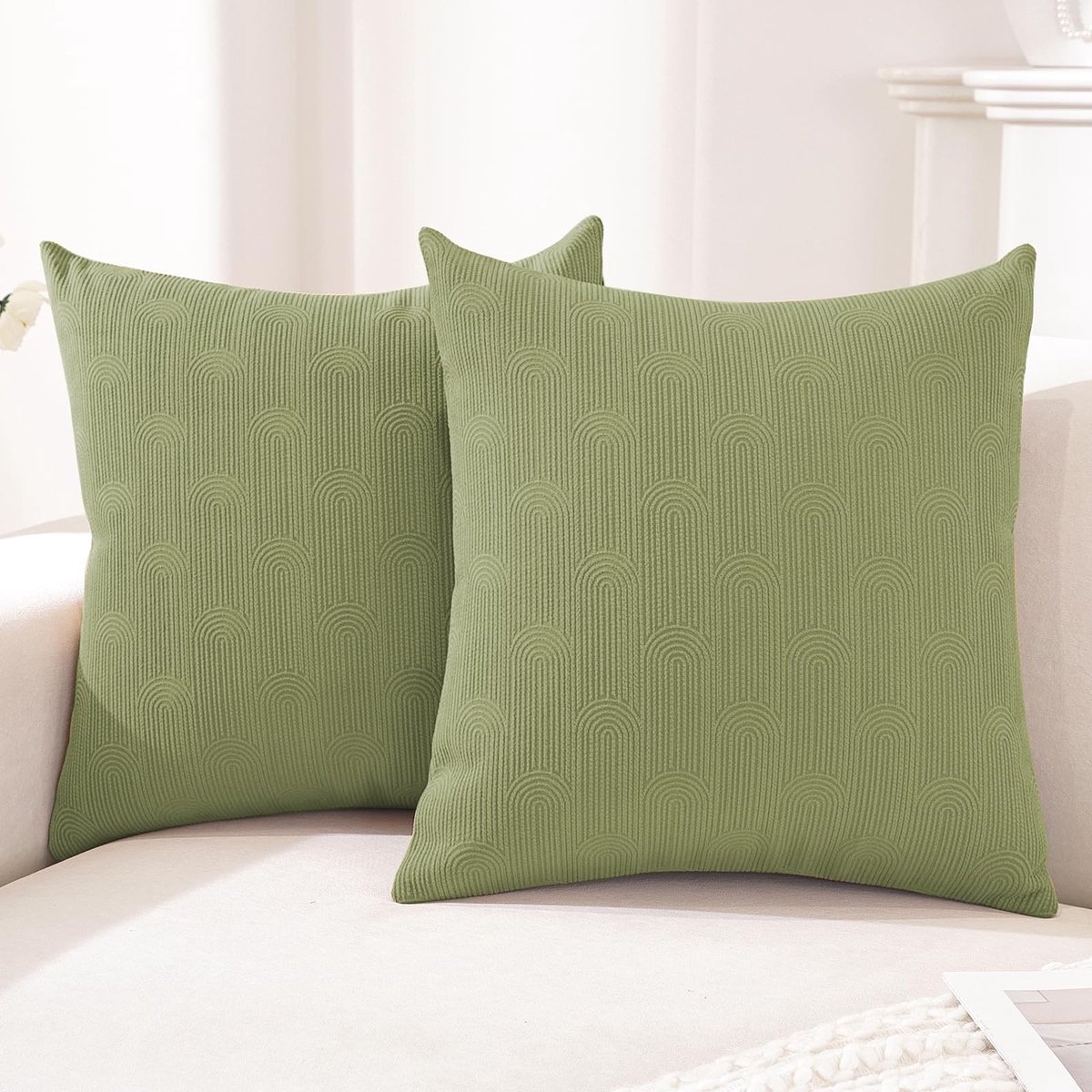 Set van 2 Hoesjes voor Sofa Kussens - Lichtgroen - 45 x 45 cm
