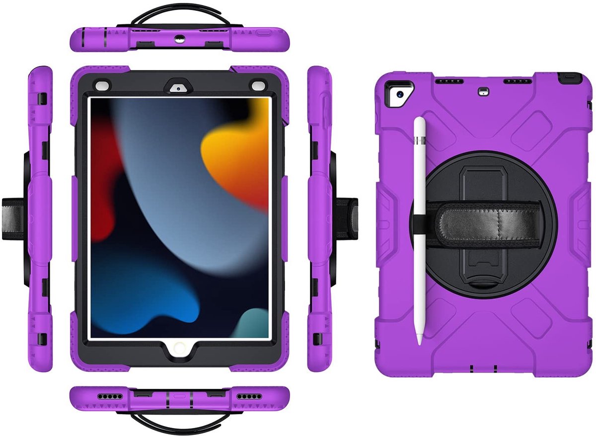 iPad Air 10.9 2020/2022 Hoes met Schermbeschermer en Kickstand - Violet