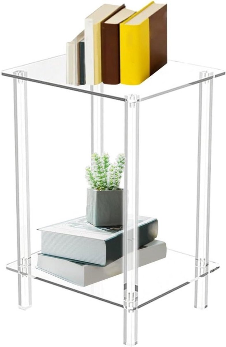 Acryl bijzettafel - Hoge tafeltje - Ruimte organiseren - Slim fit ontwerp - 30 x 25 x 55 cm - Transparant