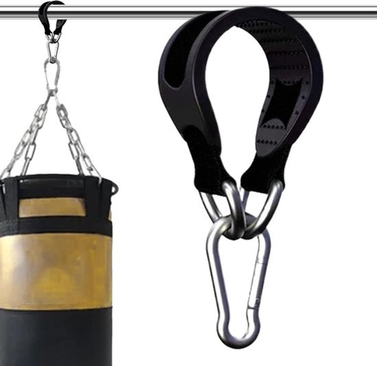 Bokszakriem - Zandzak houder - Krachtige training - Stabiele ophanging - 2.5 x 25 cm - Zwart