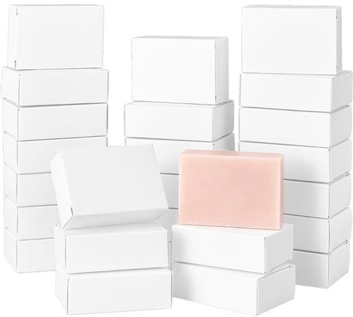 120 Zeepdoosjes van Wit Kraftpapier, Rechthoekige Geschenkdozen voor Zelfgemaakte Zeep, Gastgeschenken en Bedrijfsevenementen, 6 x 3 x 8,5 cm