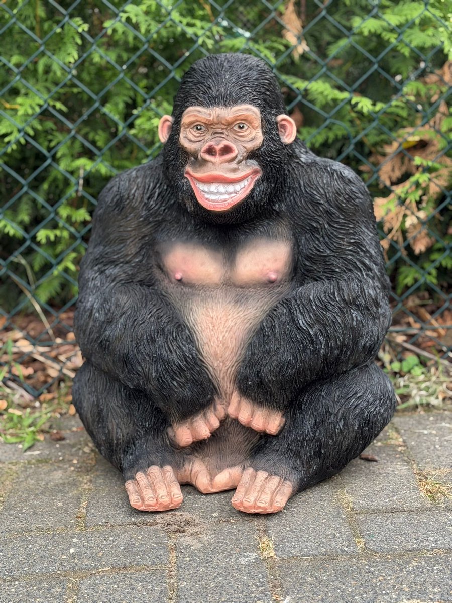 Goodyz - Jungle dieren - Gorilla L - Zittend - Kleur Zwart - Lachend