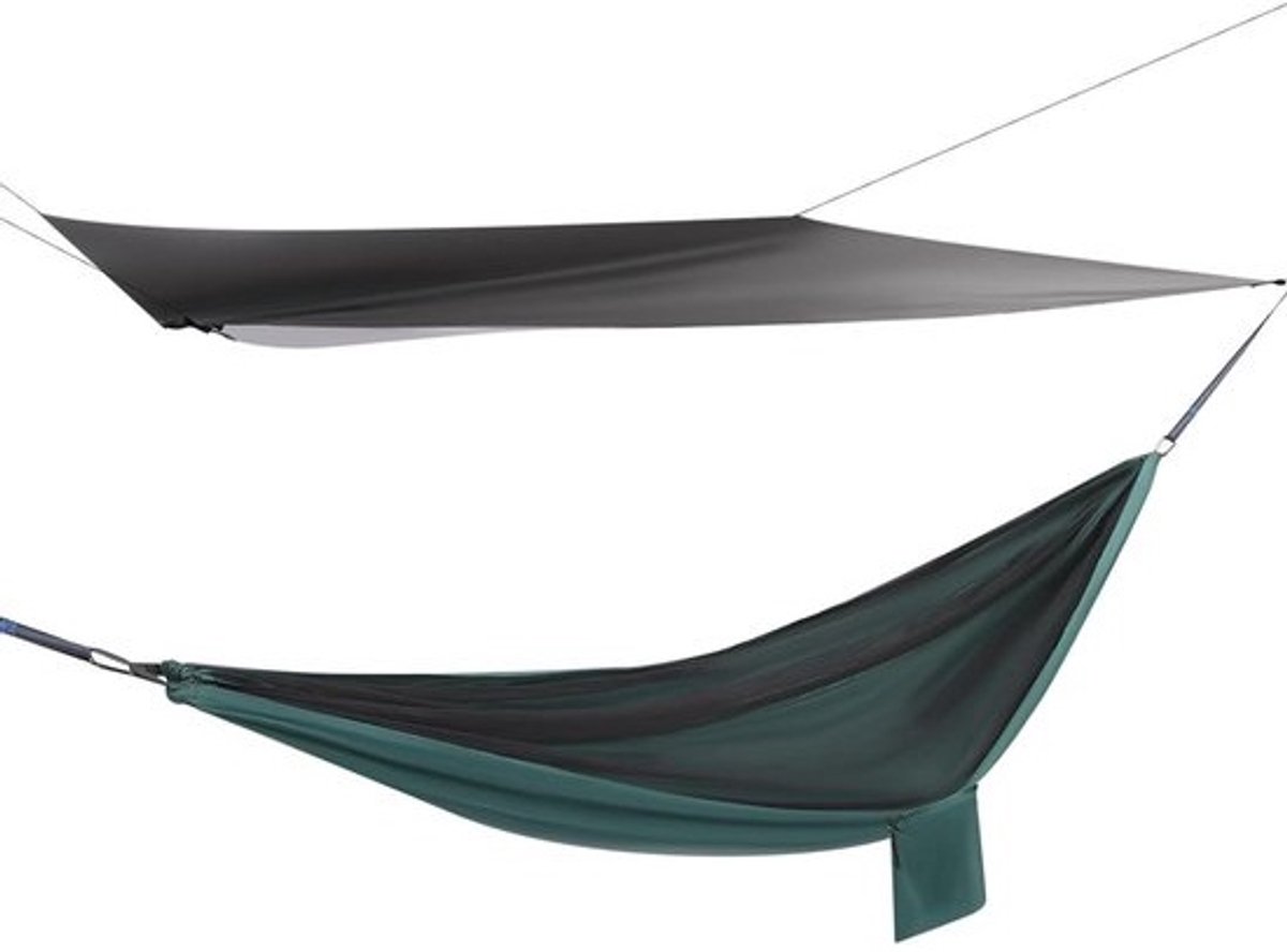 Hangmat met Klamboe - Kampeerhangmat Tarp - Outdoor Ontspanning - Waterdicht Muggenwerend - 290 cm x 140 cm - Zwartgroen